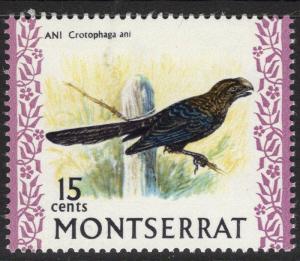 MONTSERRAT SG248a 1971 15c BIRDS GLAZED ORDINARY PAPER MNH