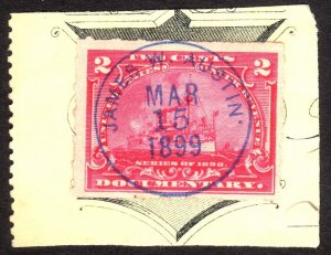 1898, US 2c, Documentary, Used, Sc R164, Nice handstamped