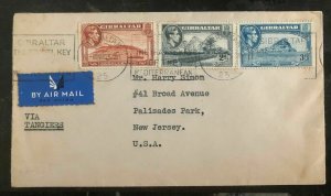 1938 Gibraltar Airmail cover To Palisades Park NJ USA SG #125a