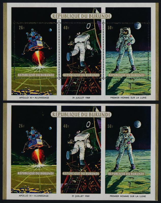 Burundi 302 perf + imperf MNH Space, Moonlanding