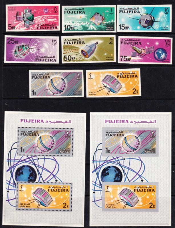 Fujeira MNH set + 2 SS - space satallites