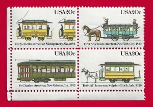 US SCOTT#2059-62 1983 20c STREETCAR SET BLOCK - MNH