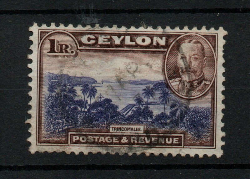 Ceylon 1935 KGV 1R chocolate & blue SG378 fine used WS25520
