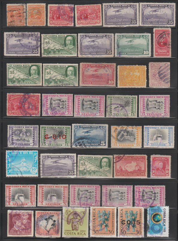 Costa Rica Stamp Accumulation, 60 Used Stamps