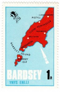 (I.B) Cinderella Collection : Bardsey Island 1p (Map)