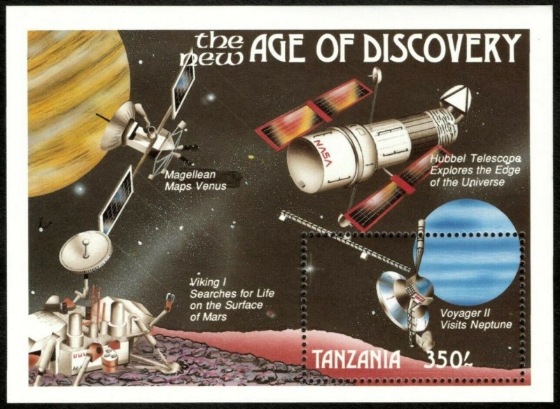 Tanzania 1990 - New Age of Discovery, Space - Souvenir Sheet - Scott 564 - MNH