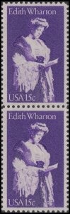 US 1832 Edith Wharton 15c vert pair MNH 1980