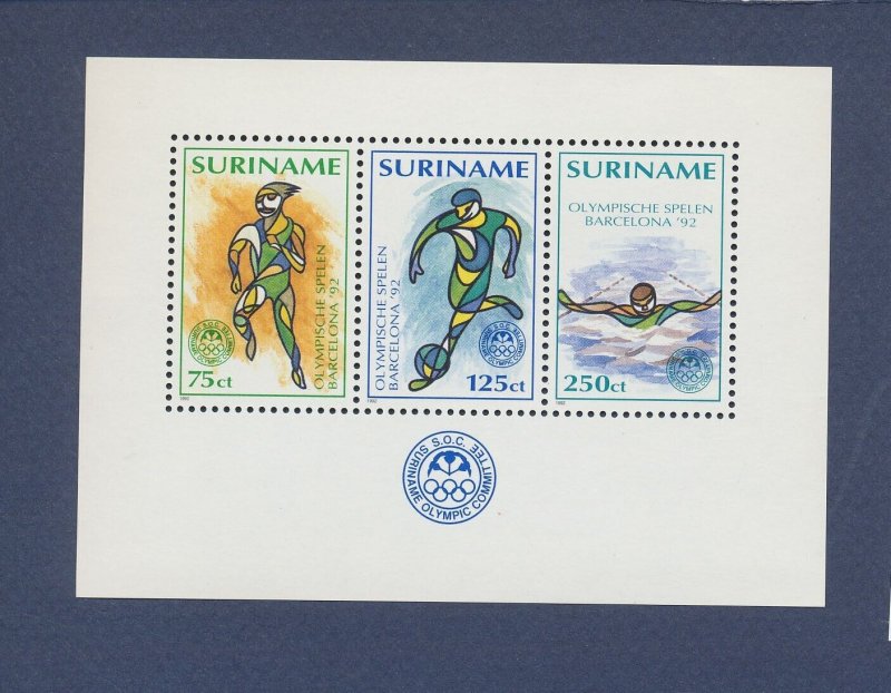 SURINAM - Scott 924a - MNH S/S - Olympics, Soccer - 1992