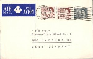 Canada 1c (2) and 8c QEII Centennial 1972 Montreal, Quebec Airmail to Hamburg...