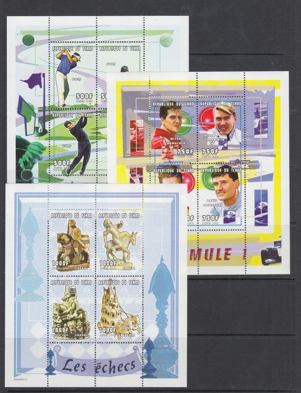 Chad Sc 887-896 MNH. 2001 Sports, Chess & Formula 1, Sydney Olympics, cplt set