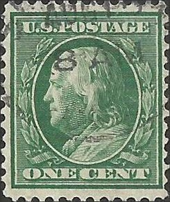 # 331 Used Double Or Shifted Transfer Green Ben Franklin