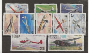 Russia 1982-3 Gliders 1st & 2nd sets of 5 sg.5256-60, 5361-5   MNH