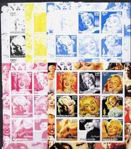 Somaliland 2002 Marilyn Monroe #1 sheetlet containing 9 v...