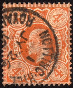 1909, Great Britain, 4p, Used, Sc 144, CV $17,50
