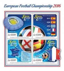 SIERRA LEONE - 2015 - Football, European Champ - Perf 4v Sheet-Mint Never Hinged