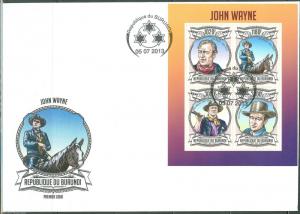 BURUNDI 2013 JOHN WAYNE   SHEET FIRST DAY COVER