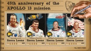 SIERRA LEONE - 2015 - Apollo 13 Mission - Perf 4v Sheet - Mint Never Hinged