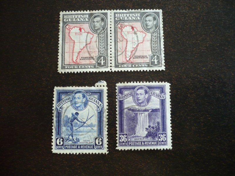 Stamps - British Guiana - Scott#232(Pair),233,235 - Used Partial Set of 4 Stamps