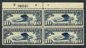 C10 Lindberg MNH block of 4 with plate #