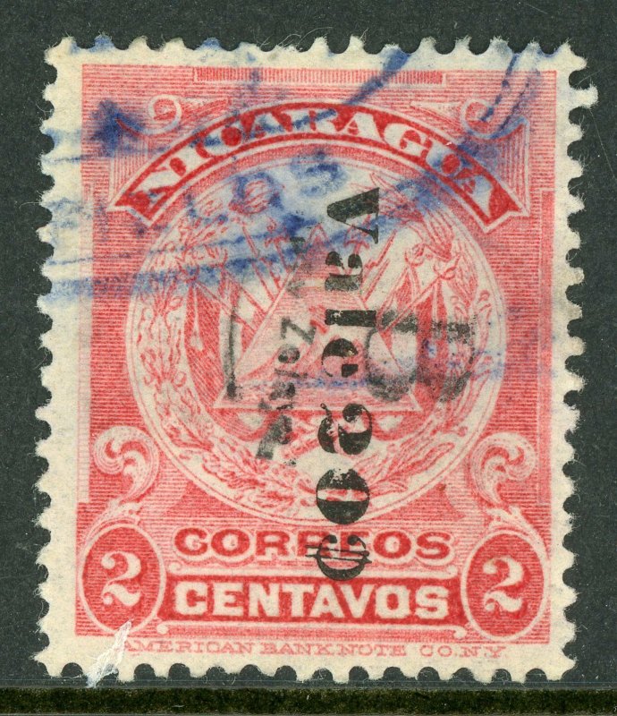 Nicaragua 1906 Bluefields ABNC 20¢/2¢ Rose Reading Down VFU  C771 ⭐⭐⭐⭐⭐