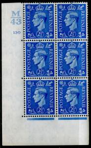 SG489, 2½d light ultra, NH MINT. Cat £40. CONTROL M43 CYL 130 NO DOT BLOCK OF 6.