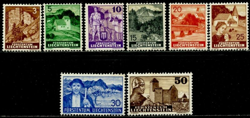 LIECHTENSTEIN Sc#136-142, 145 1937 Scenes Part Set OG Mint Hinged