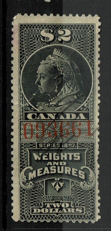 Canada 1897 $2 Weights & Measures Stamp Used / Side Tear / BF# 25 - S2766