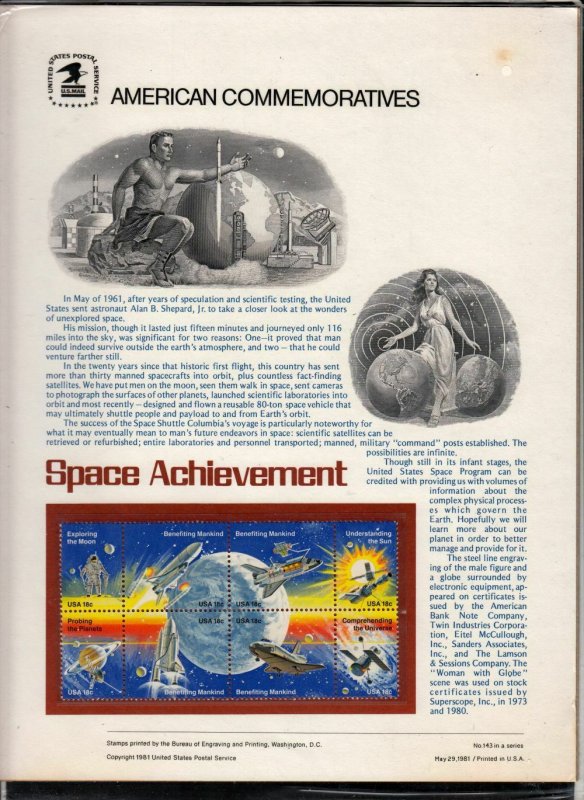 1981 Sc CP143 Space Achievement USPS commemorative panel Sc 1919a