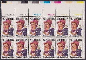 US 1803 Performing Arts W C Fields 15c plate block 12 UL 39219 MNH 1980