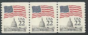 US #2115 Coil Strip of 3, Flag Over Capitol, MNH*-