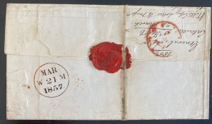 1857 India Letter Sheet Red Wax Seal Cover To Edinburgh scotland uk England