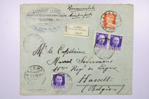 Italy 1929 Parma Registered Cover to Belgium - L40076