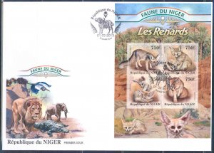 NIGER 2013 FAUNA OF AFRICA  FOXES  SHEET FIRST DAY COVER