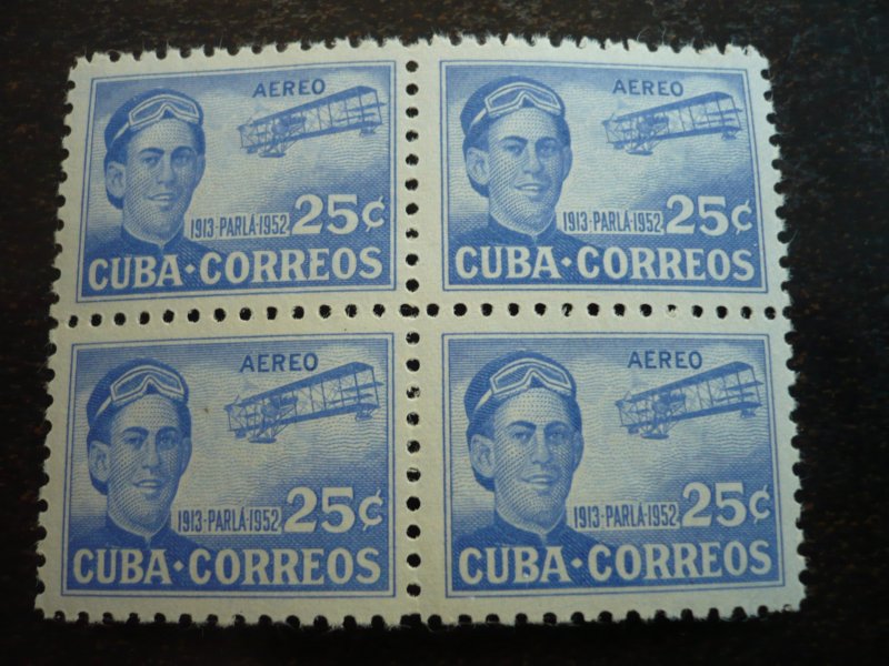 Stamps  - Cuba - Scott# C61-C62 - Mint Hinged Set of 2 Air Mail Stamps in Blocks