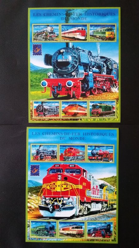 Trains and locomotives - Guinea 2001. - 2x SS complete ** MNH