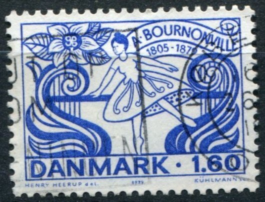 Denmark Sc#661 Used, 1.60k ultra, Music anniversaries (1979)