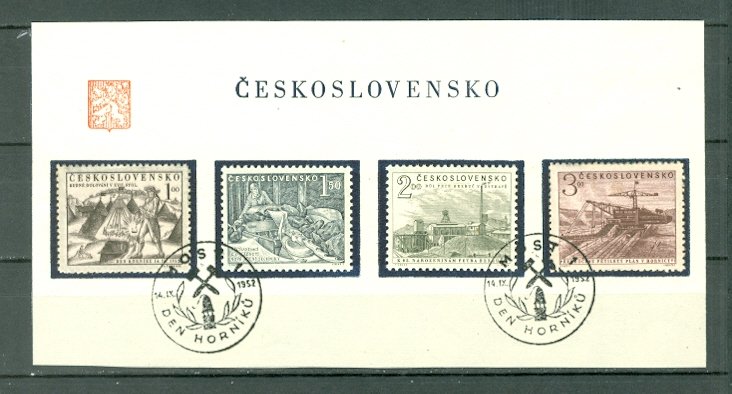 CZECHOSLOVAKIA  1952 #548-551...SET on DAY of ISSUE SHEET..MINT VERY LIGHT H.