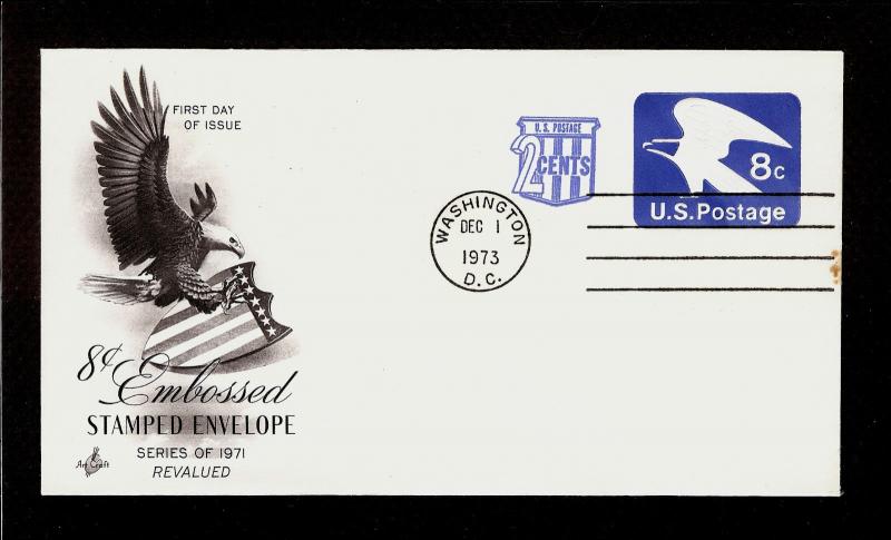 FIRST DAY COVER #U566 10c 8c Eagle + 2c Stamped Envelope U/A ARTCRAFT FDC 1973