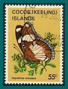 Cocos 1983 Butterflies Moths 2, 55c used #98,SG95