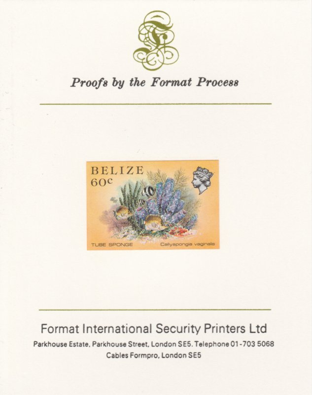 BELIZE 1984 MARINE LIFE imperf on FORMAT INT PROOF CARD