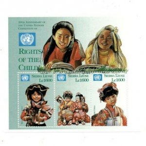 Sierra Leone 1999 - Rights of the Child, UN - Sheet of 3v - Scott 2237 - MNH
