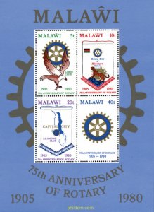 104446 MNH MALAWI 1980 75 ANIVERSARIO DEL CLUB ROTARIO INTERNACIONAL