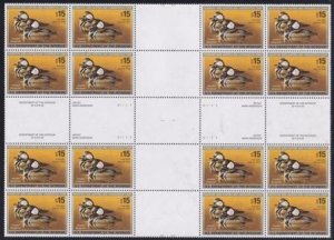 US RW72 Federal Duck Stamps NH V0F Cross Gutter Block Of 16 With 2 Plate Blocks