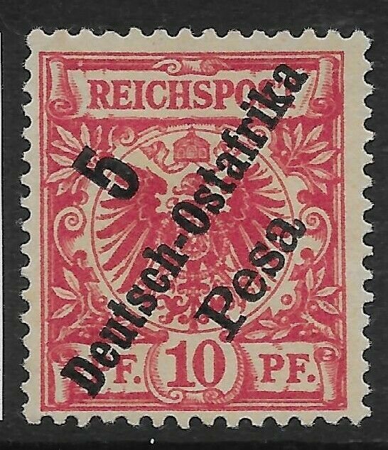 GERMAN EAST AFRICA SG11 1896 5p ON 10pf ROSE USED