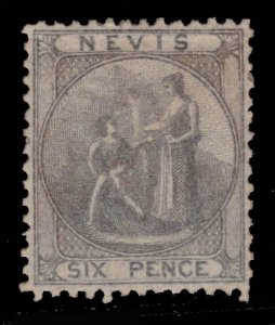 MOMEN: NEVIS SG #3 1862 P13 GREYISH PAPER MINT OG H £200 LOT #69006*