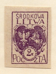 Lithuania (Central) 1920-21 Early Issue Fine Mint Hinged 2m. Imperf 074652