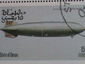 OMAN STAMP -1977 WORLD FAMOUS AIR SHIPS-ZEPPELIN -CTO FULL-SHEET VERY FINE