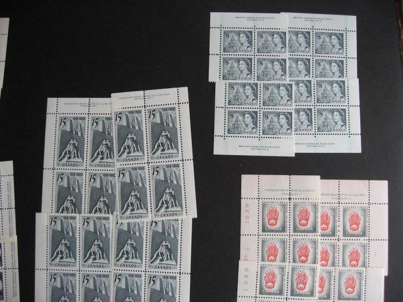 Canada 7 different matched sets of plate blocks of 4 