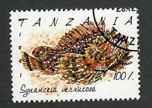 Tanzania; Scott 821;  1992;  Precanceled; NH; Fish