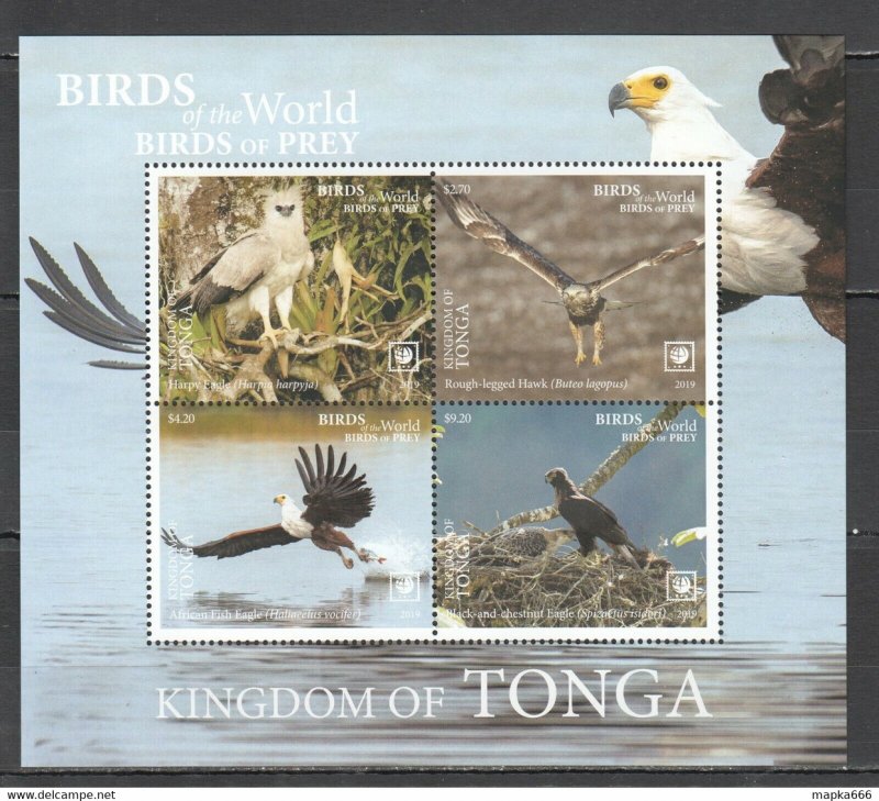 2019 !!! Sale Tonga Fauna Birds Of Prey Eagles Bl131 ** Nw0426